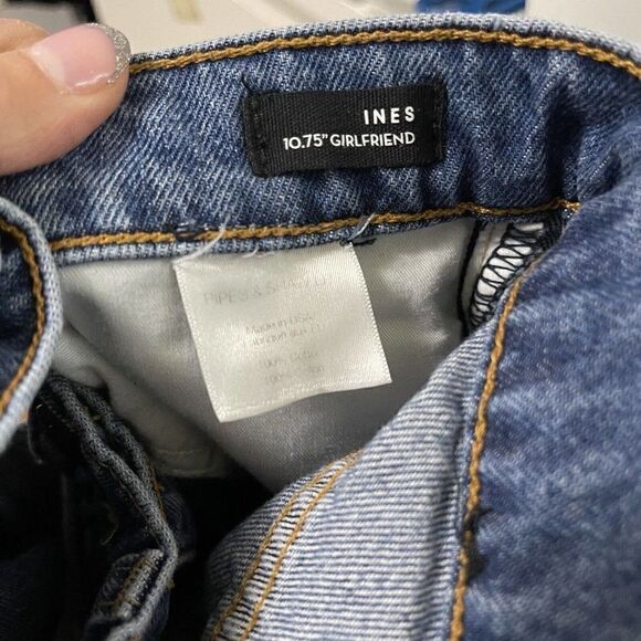 Veronica Beard Ines Girlfriend Lace Up High Rise denim jeans stone blue Size 26 - Picture 7 of 8